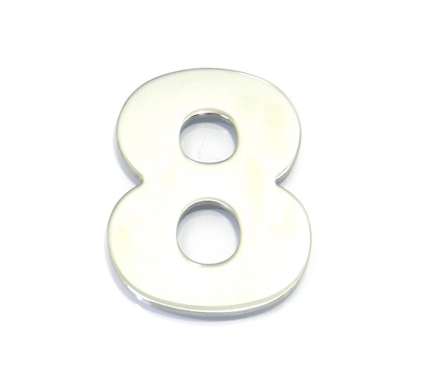 Numero Residencial "8" 65x85x3mm C/fita Adesiva Inox Pol Fll (peça) 