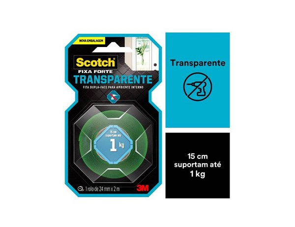 Fita Dupla Face Fixa Forte 24mmx2mts 3m (rolo) 