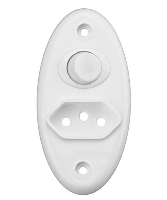 Interruptor+tomada 2p+t C/fio Branco Dc-297 10a 25 Fll (peça) 