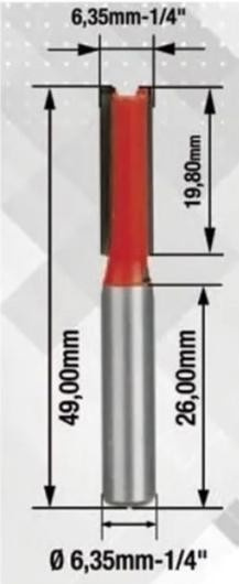 Fresa P/tupia Reta 1/4