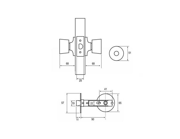 Fechadura Tubular 90mm Br (peça) 