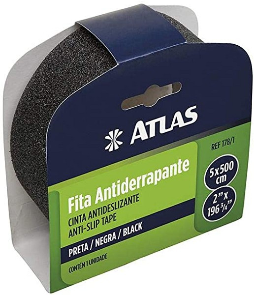 Fita Adesiva Antiderrapante 50mm C/5mt Preta 178/1 (rolo) 