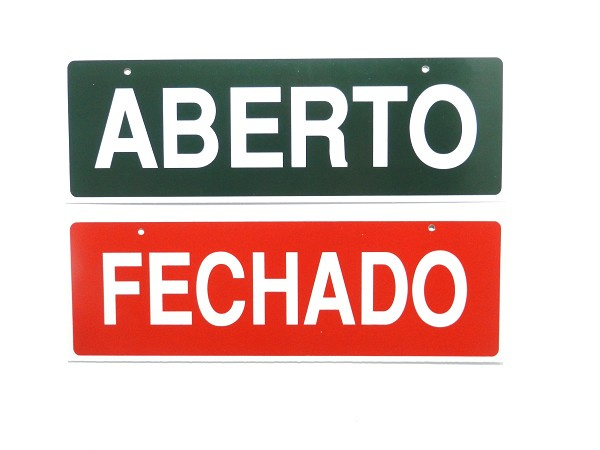 Placa Aberto/fechado 10x30cm P30 (peça) 