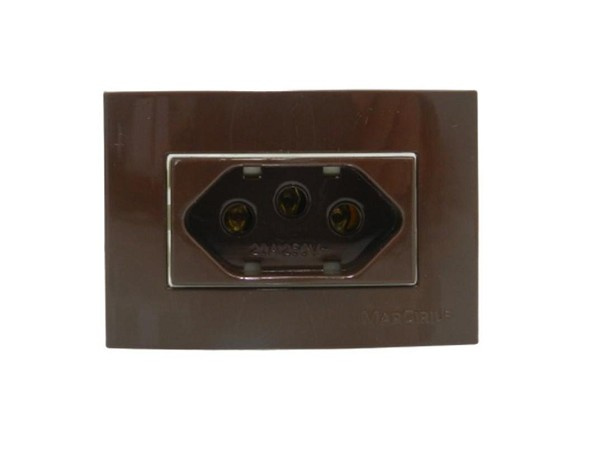 Tomada 2p+t 20a/250 C/espelho Marrom Sleek Pa017807 Mg (peça) 