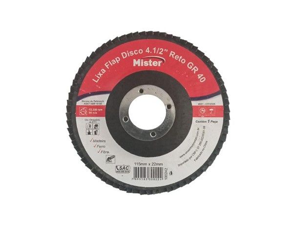 Lixa Flap Disco 4,5 Reto Gr 40 Mister Mult (peça) 