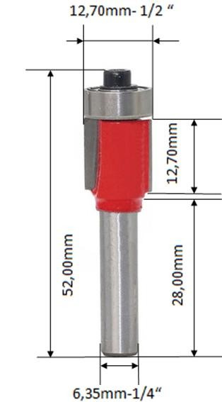 Fresa P/tupia P/acabamento 1/2