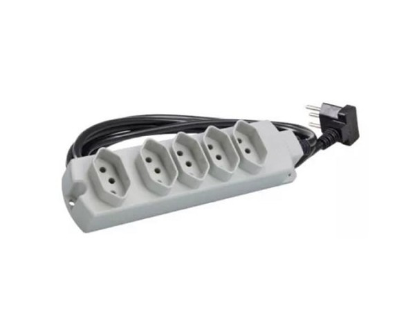 Extensao 5 Tomadas 10a 3p C/3m Cinza (peça) 