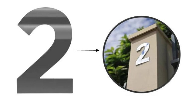 Numero Residencial "2" 125mm Cromado (peça) 