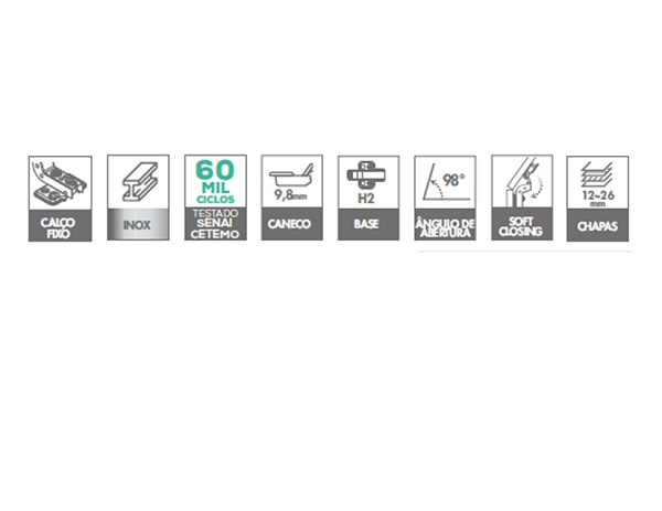 Dobradica 35mm Reta C/amort C/calco Fixo Inox Imd (peça) 