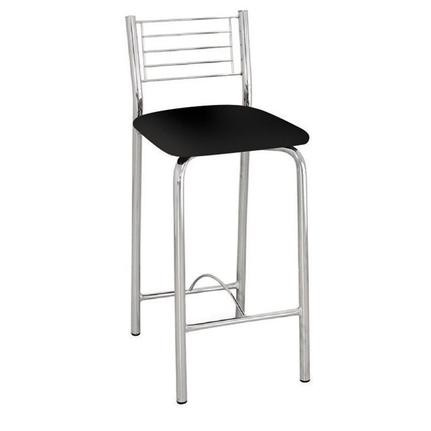 Banqueta Ref B252 Baixa Quad Crom C/assento Preto (peça) 