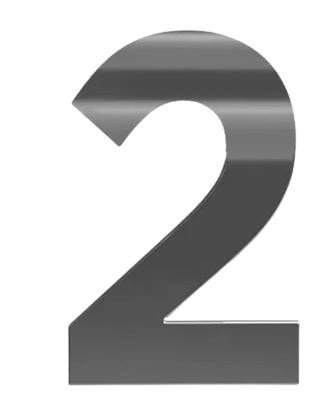 Numero Residencial "2" 60mm Cromado (peça) 