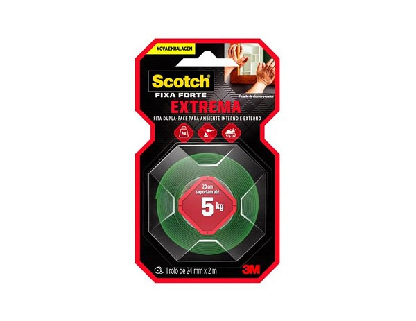 Fita Dupla Face Fixa Forte Extreme 24mmx2mts 3m (rolo) 