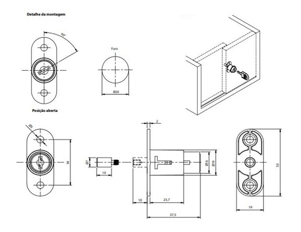 Fechadura P/porta Correr Cilindro Pressao 8x11mm Fgv (peça) 
