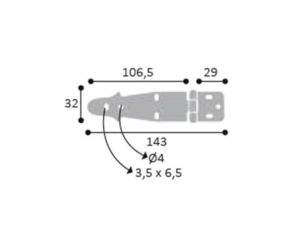 Dobradica L-321 Preta (peça) 