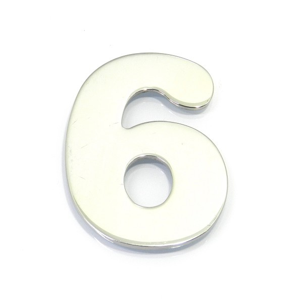 Numero Residencial "6" 95x125x3mm C/fita Adesiva Inox Pol Fll (peça) 