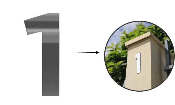 Numero Residencial "1" 125mm Cromado (peça) 