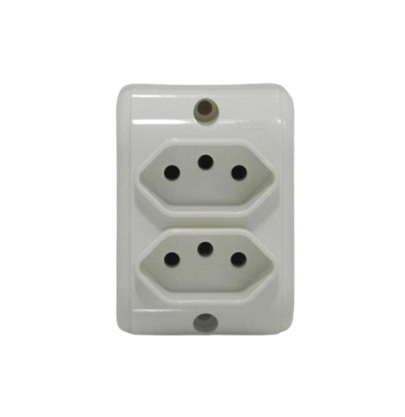 Tomada Ext Retang E-256-1 C/paraf 10a Dupla Br Pezzi (peça) 
