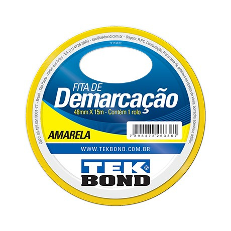 Fita Adesiva Demarcacao 48mmx15m Amarela Tek (rolo) 